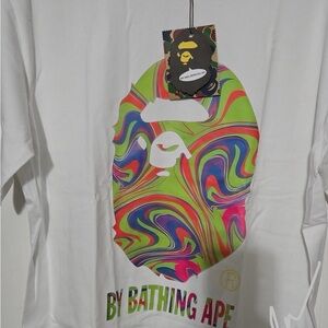 Bape White Shirt with Multicolor Logo